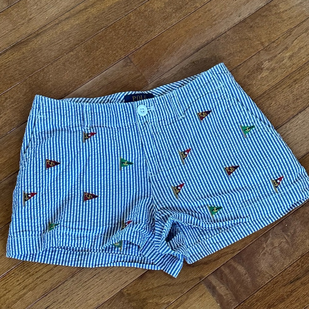 Ralph Lauren girls seer sucker shorts Sz 10